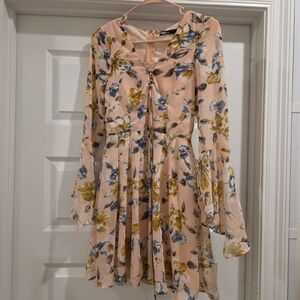 INA Floral Long Sleeve Fit & Flare Dress